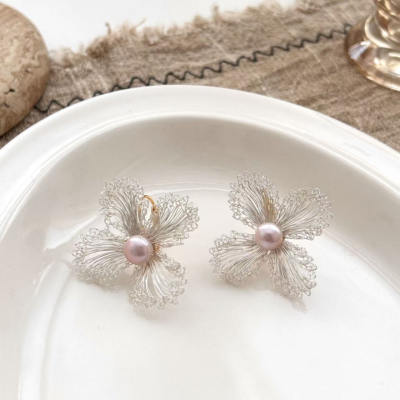 Hand-woven Flower Earrings
