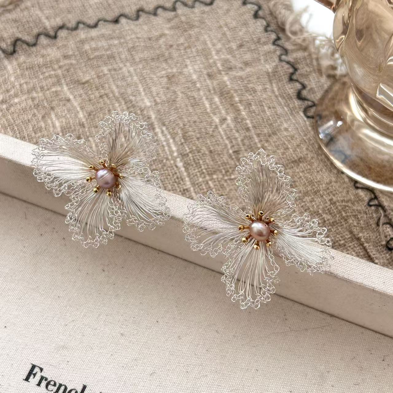 Hand-woven Flower Earrings