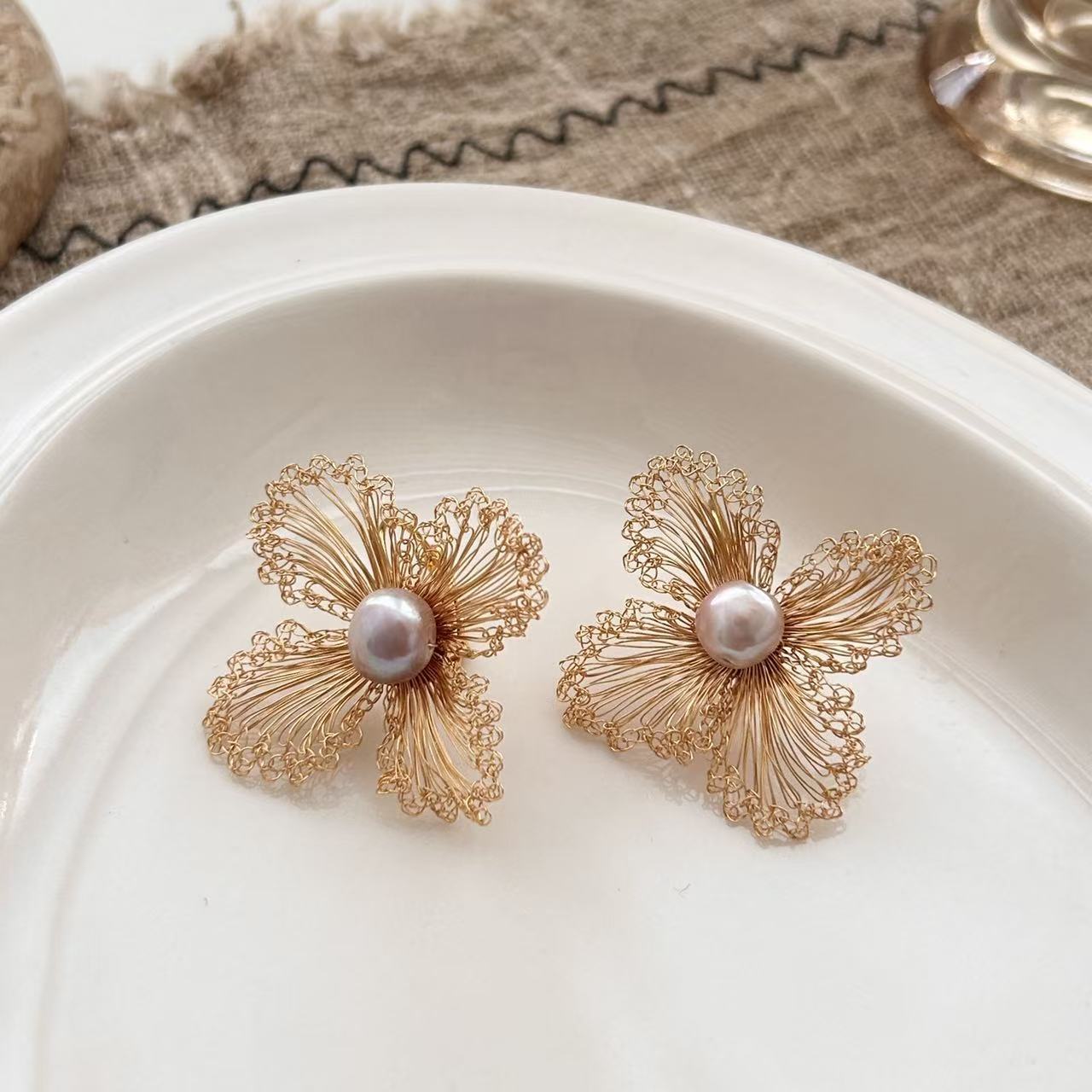 Hand-woven Flower Earrings