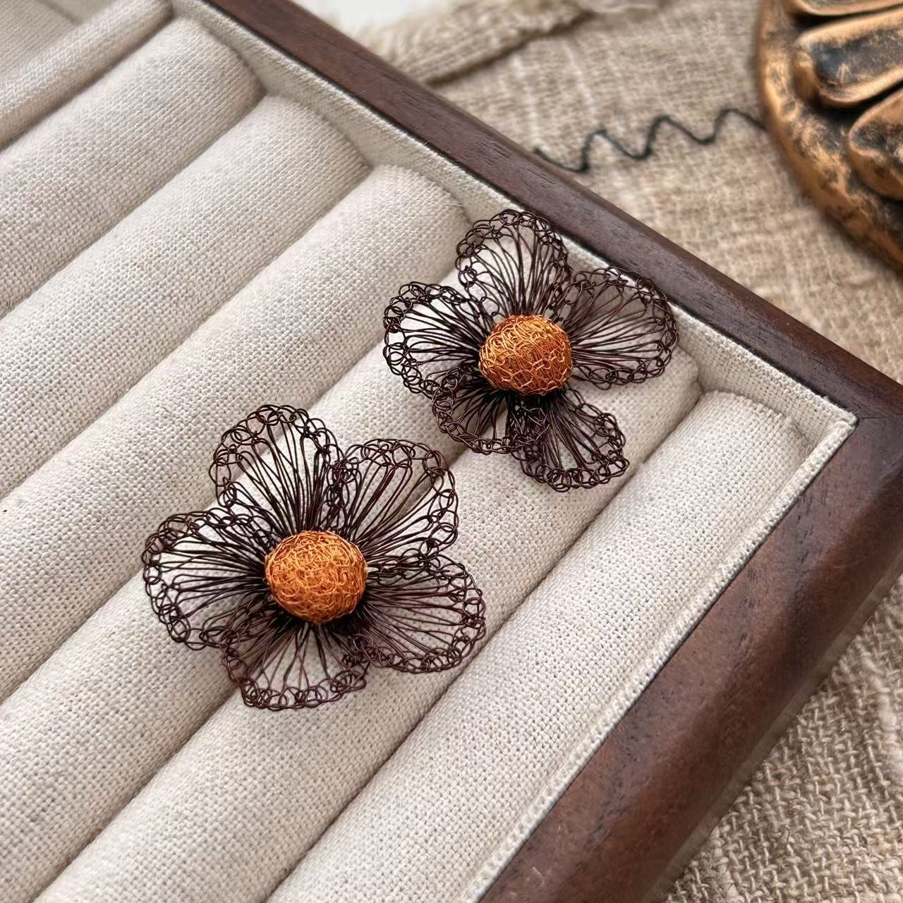 Hand-woven Flower Earrings