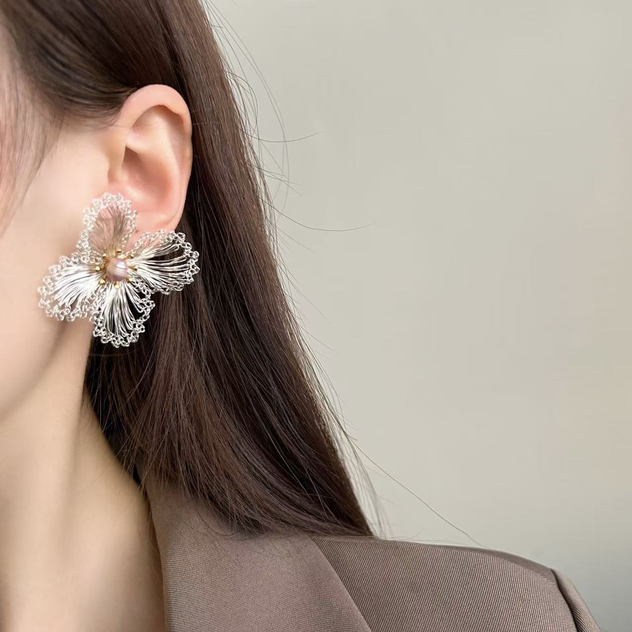 Hand-woven Flower Earrings