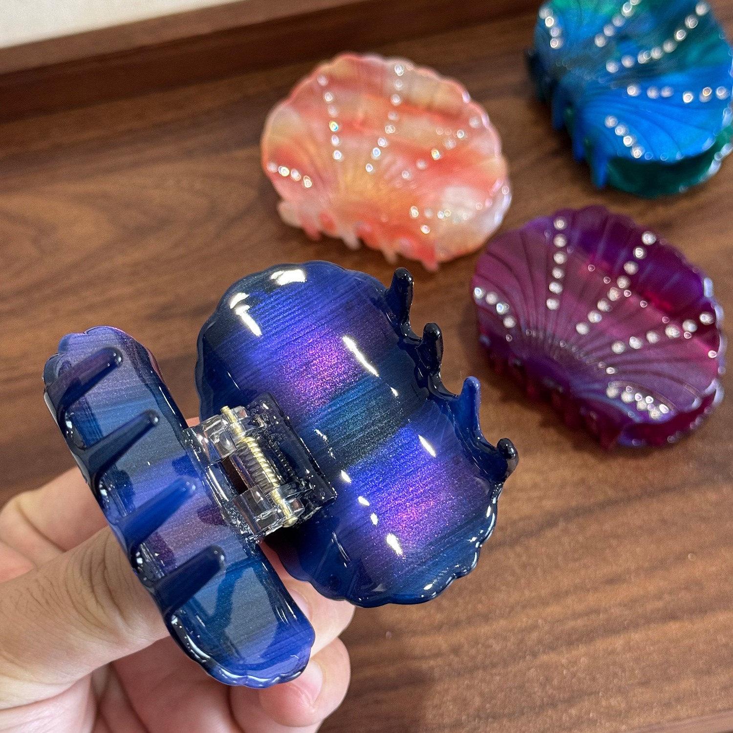 Colorful seashell hair clip