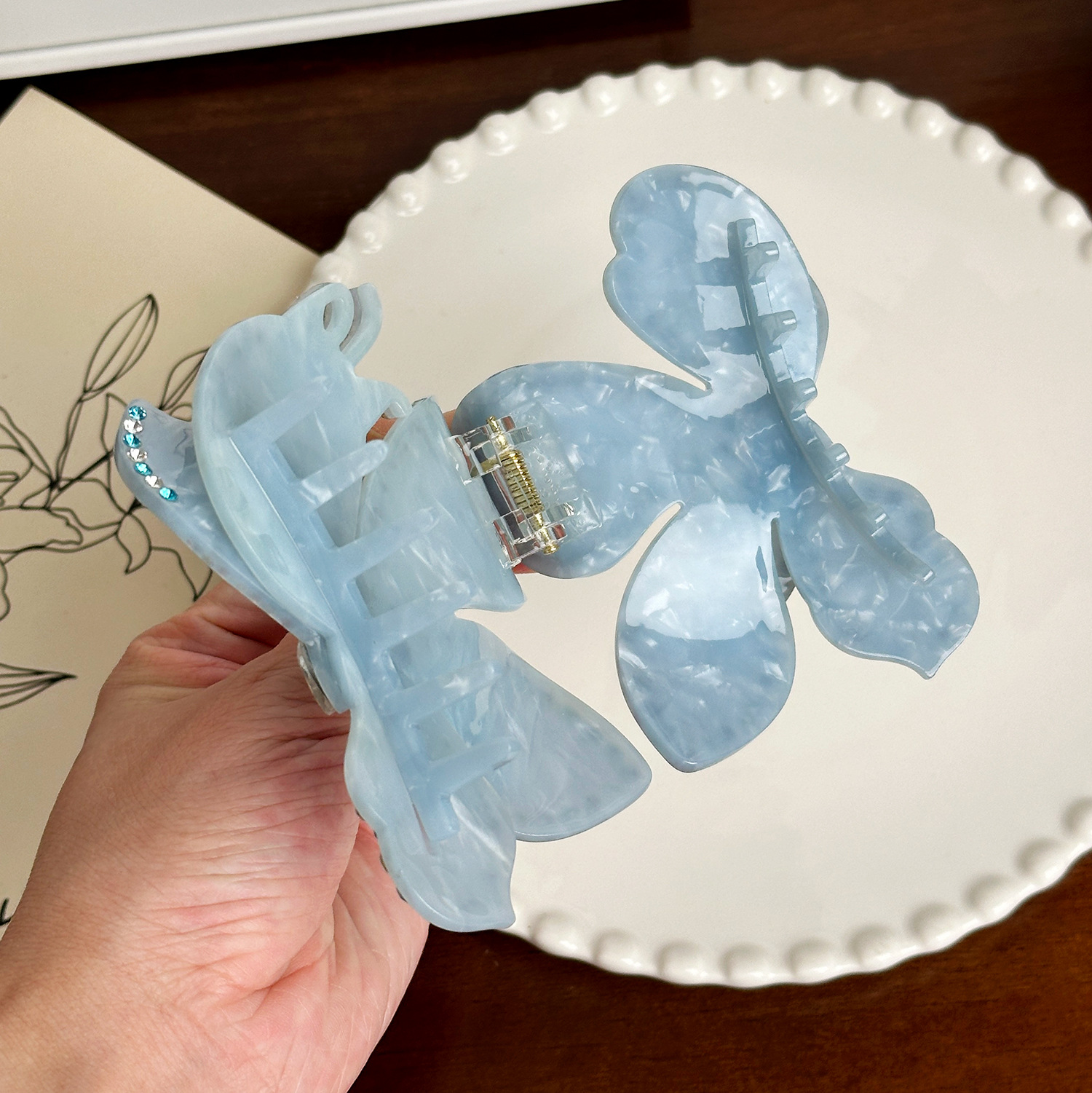 Rhinestone Flower Hair Clip