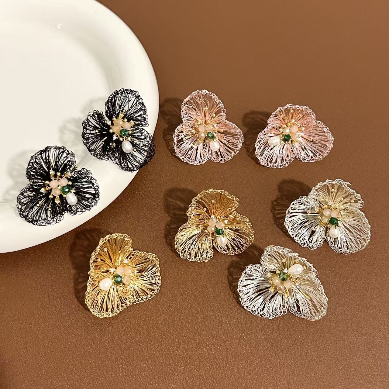 Hand-woven Flower Earrings