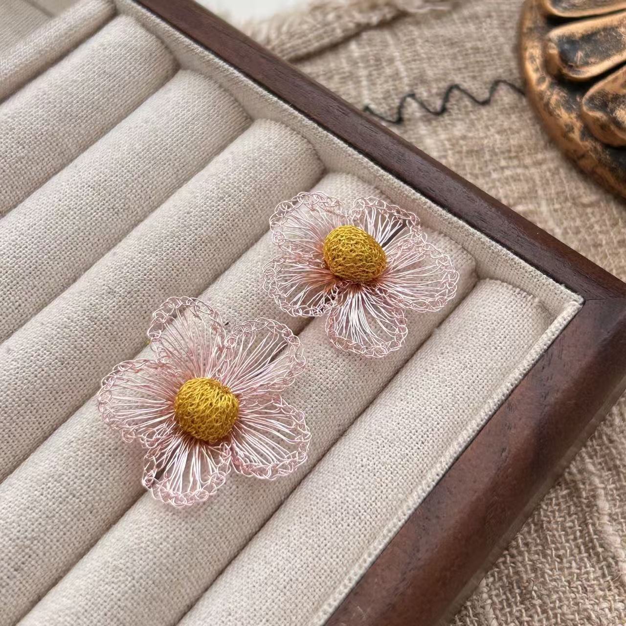 Hand-woven Flower Earrings