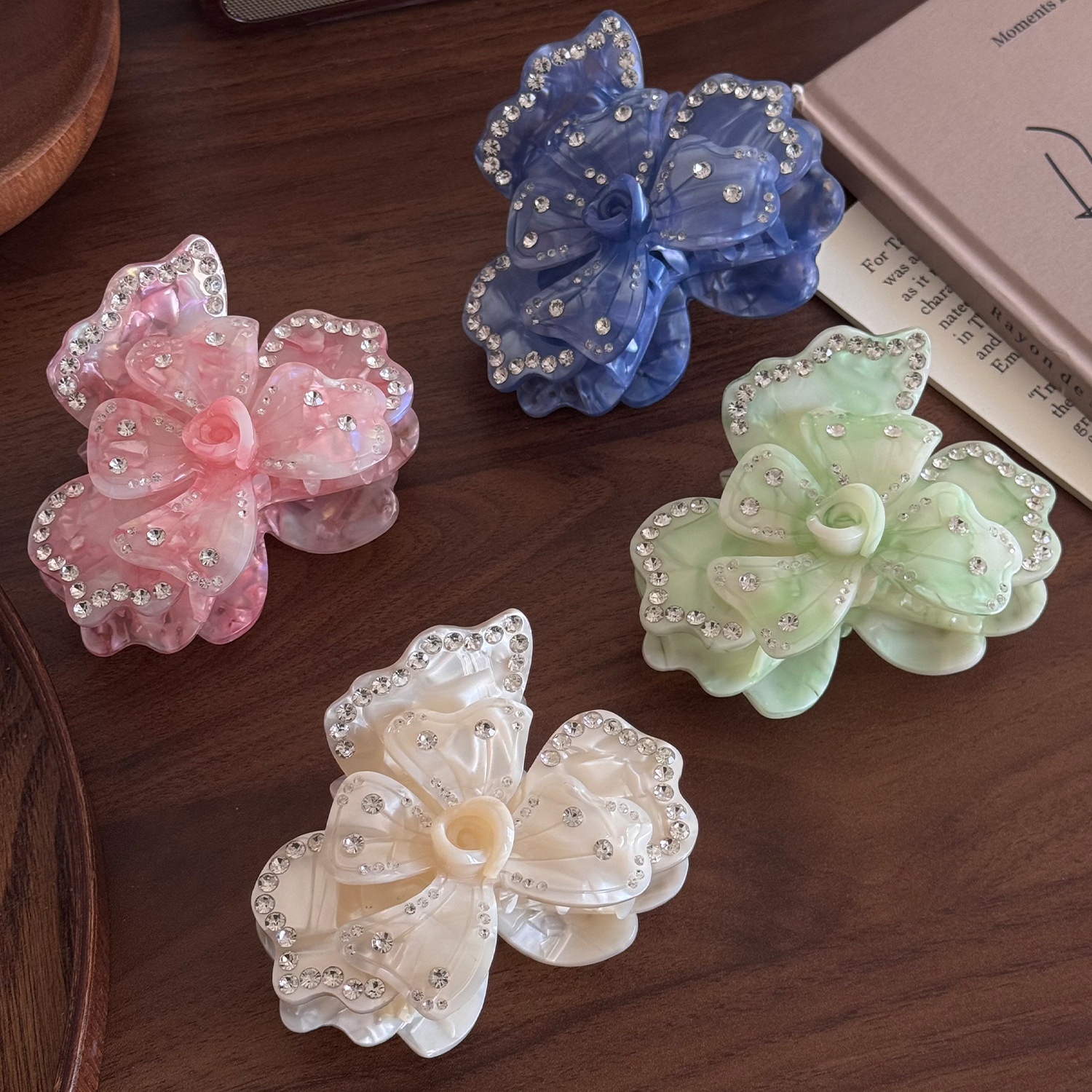 Acetate flower hair clip
