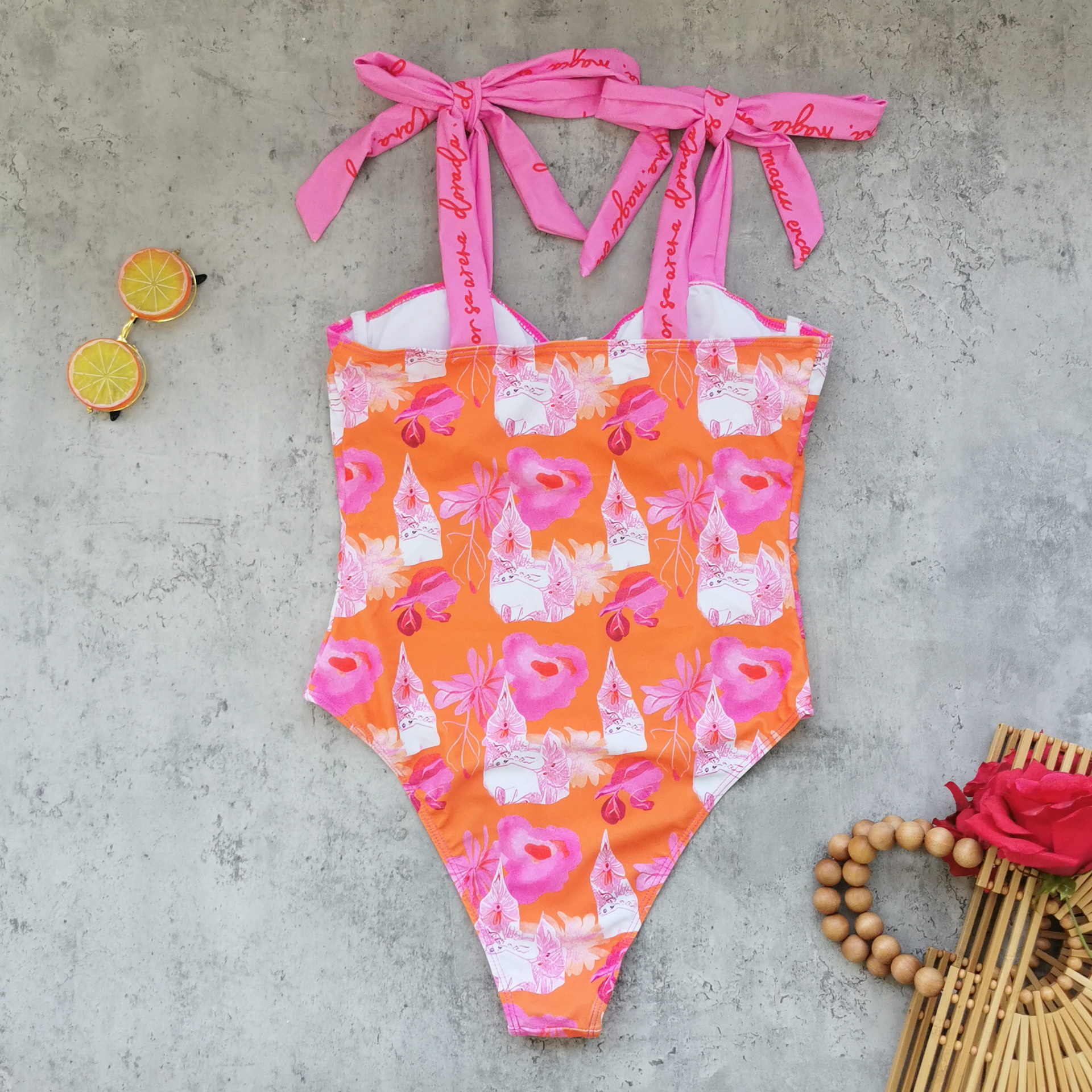 Bowknot Decor Printed Swimsuit Set(s)