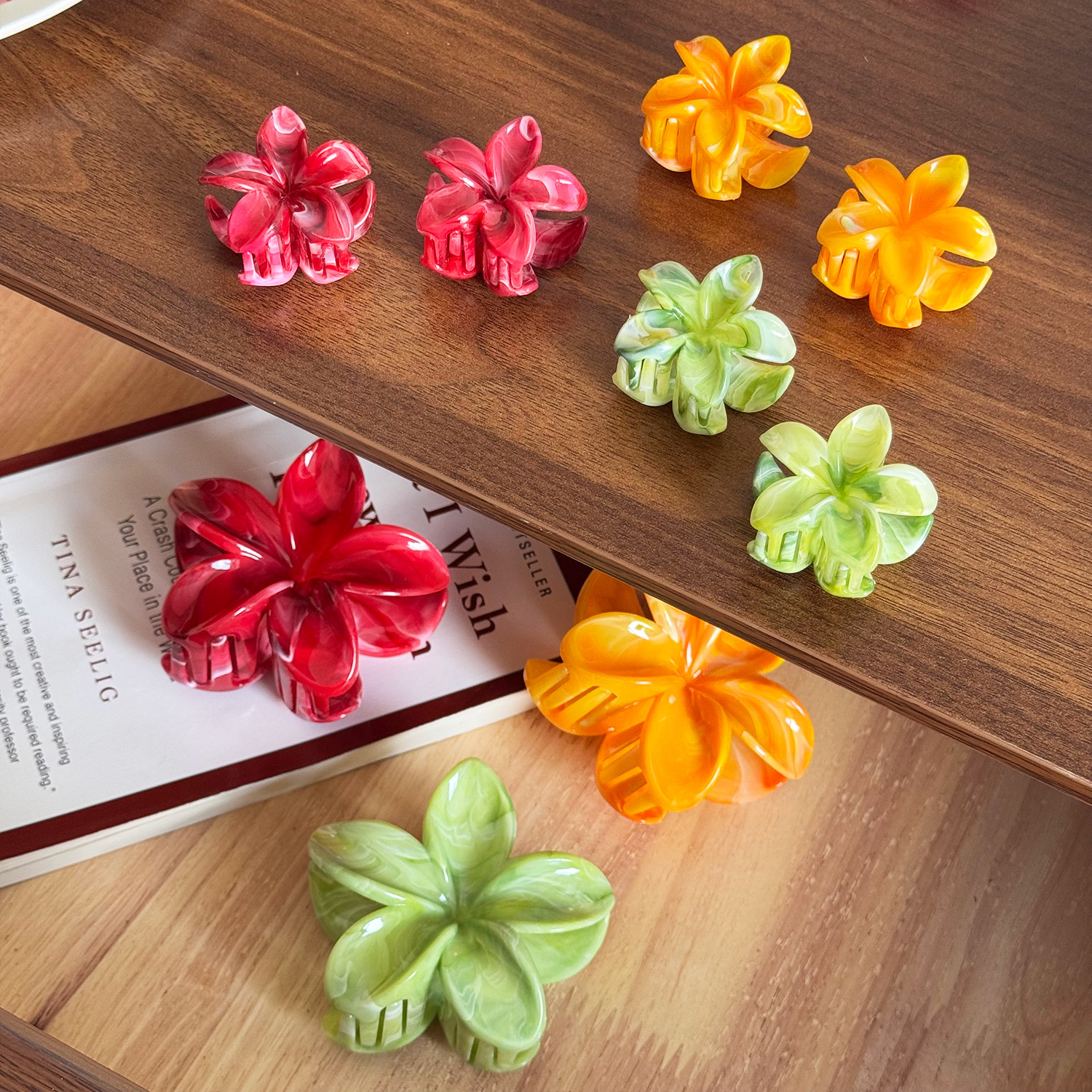 Colorful flower hair clip