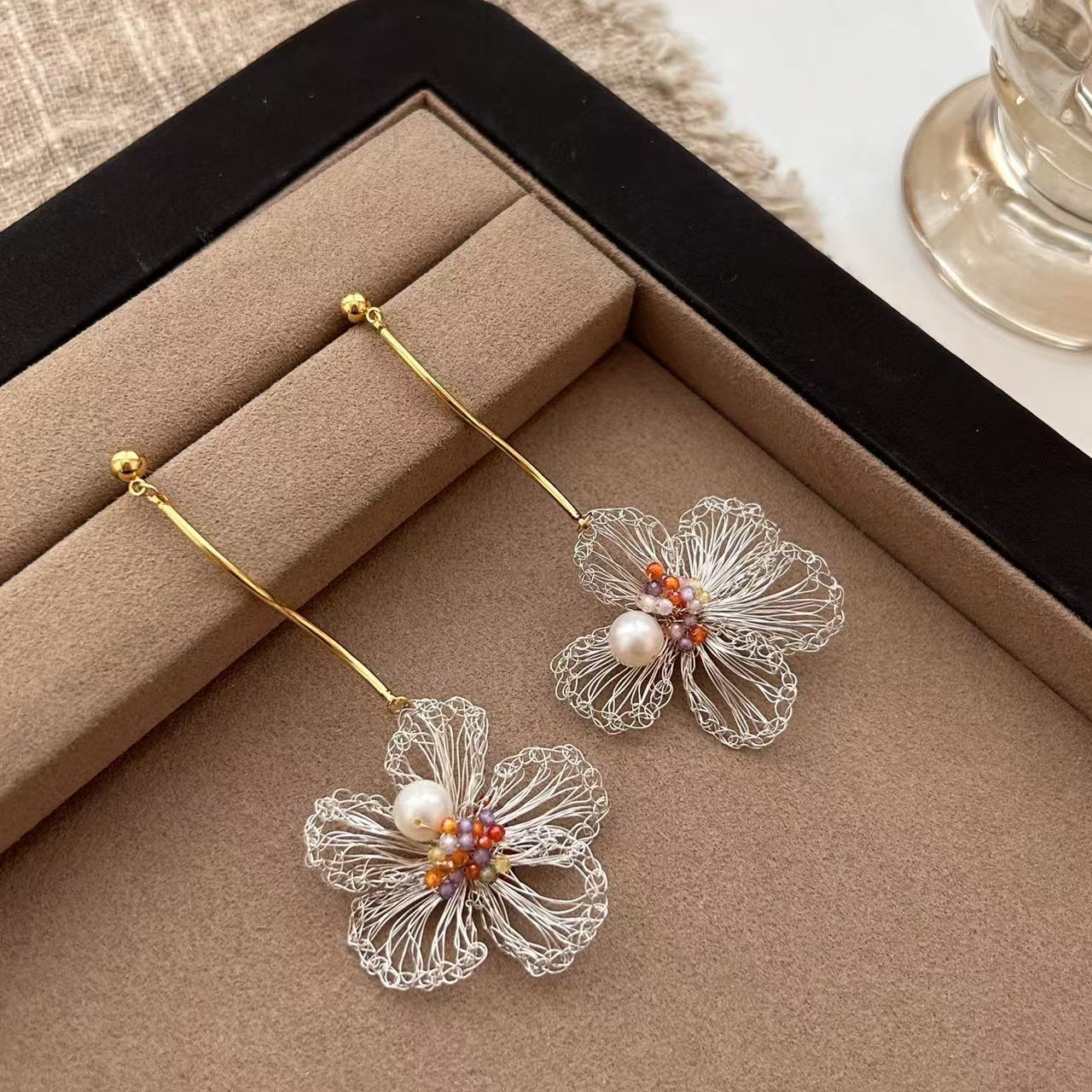 Hand-woven Flower Earrings