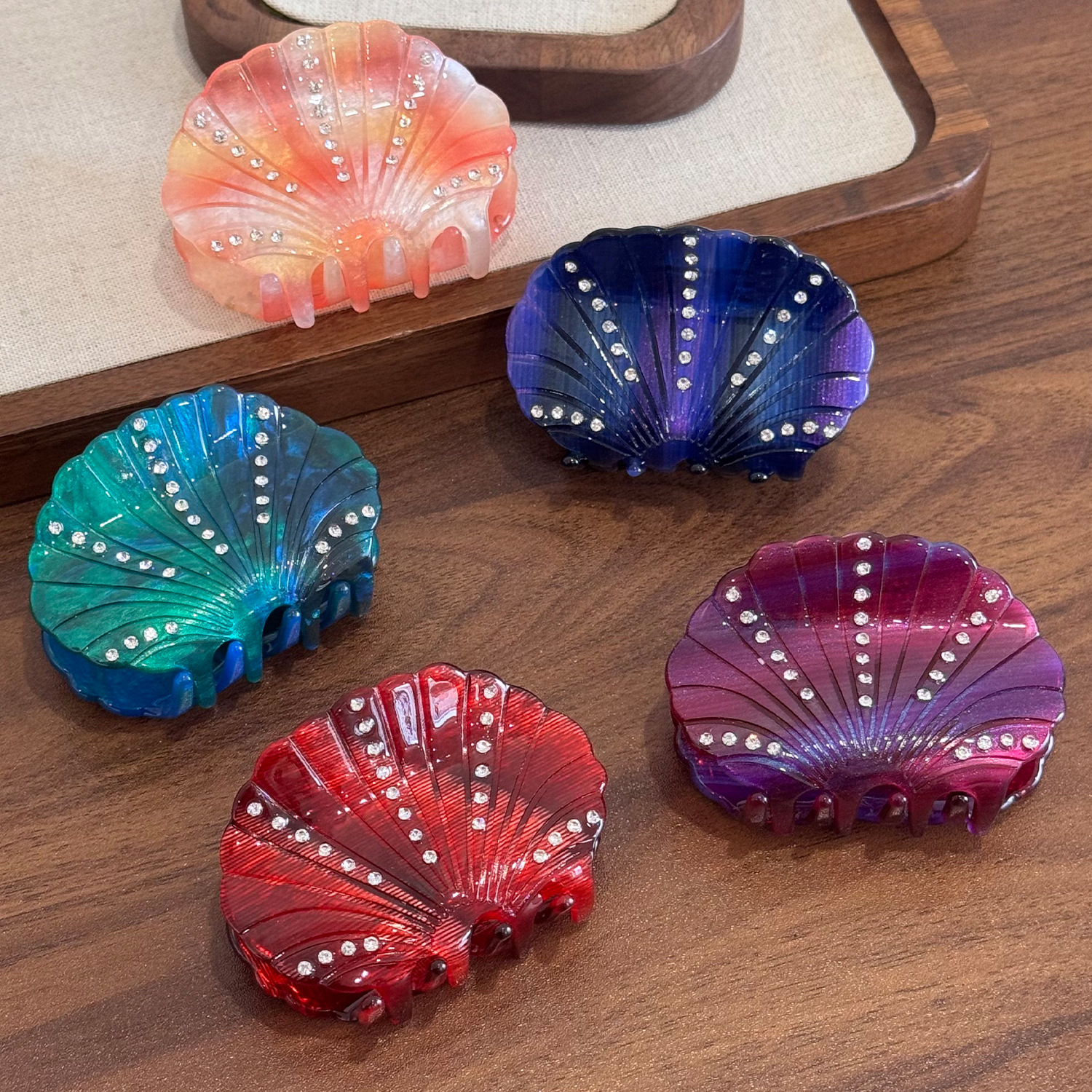 Colorful seashell hair clip