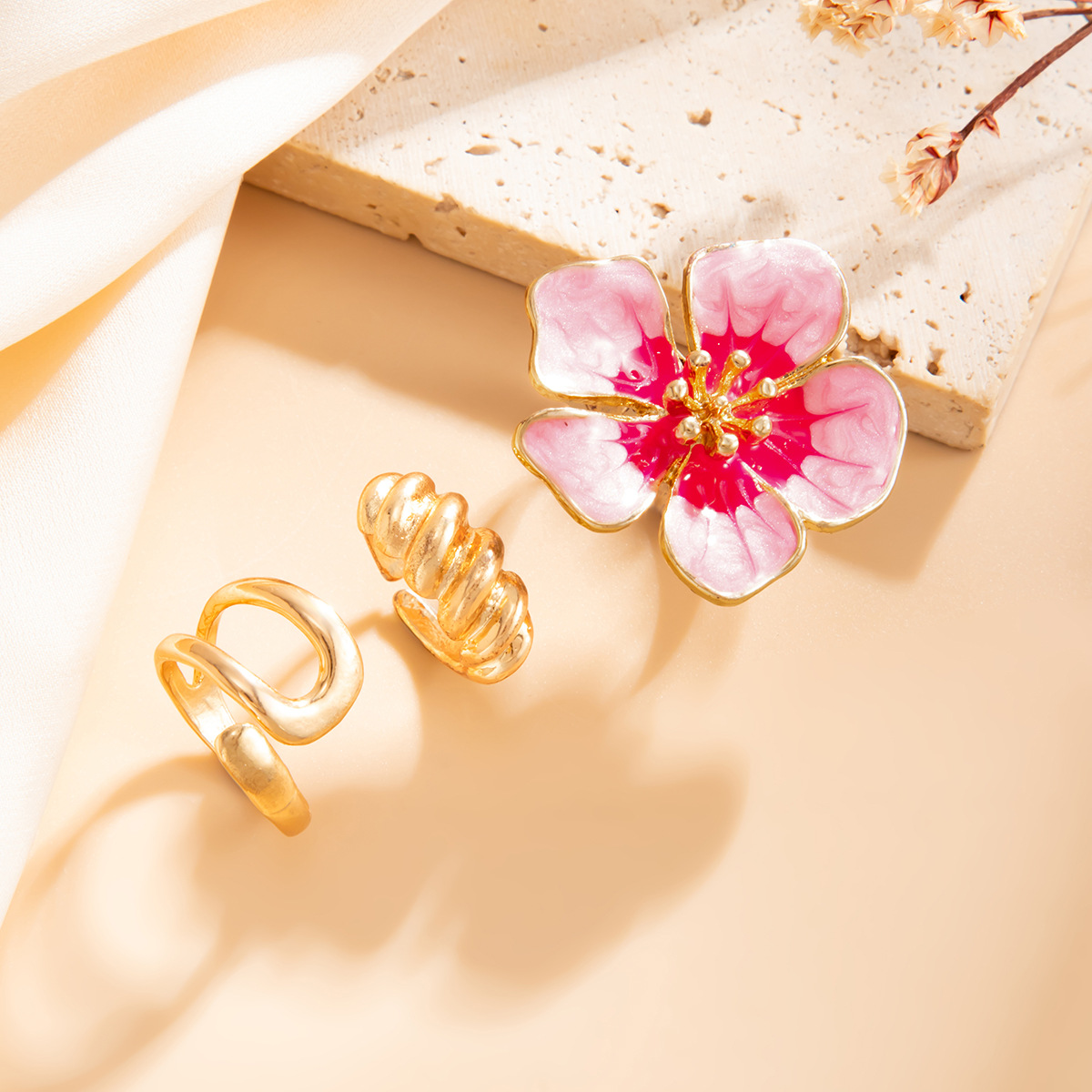 Pink Flowers Toe Ring