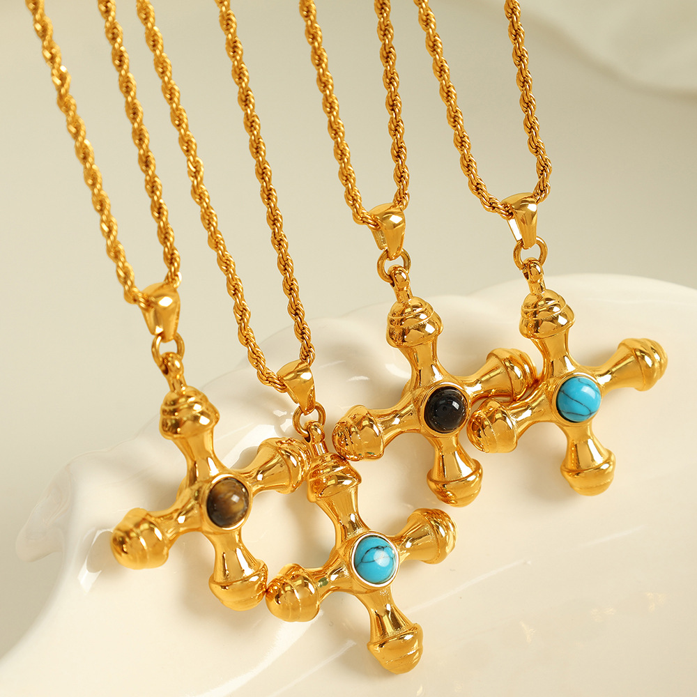 Tiger's Eye Cross Necklace