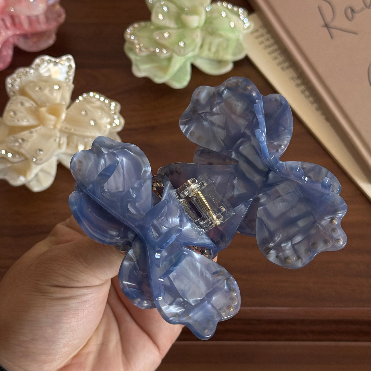 Acetate flower hair clip