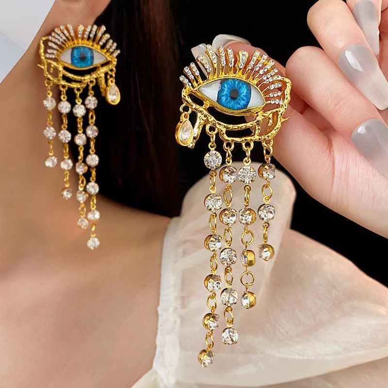 Evil Eye Tassel Earrings