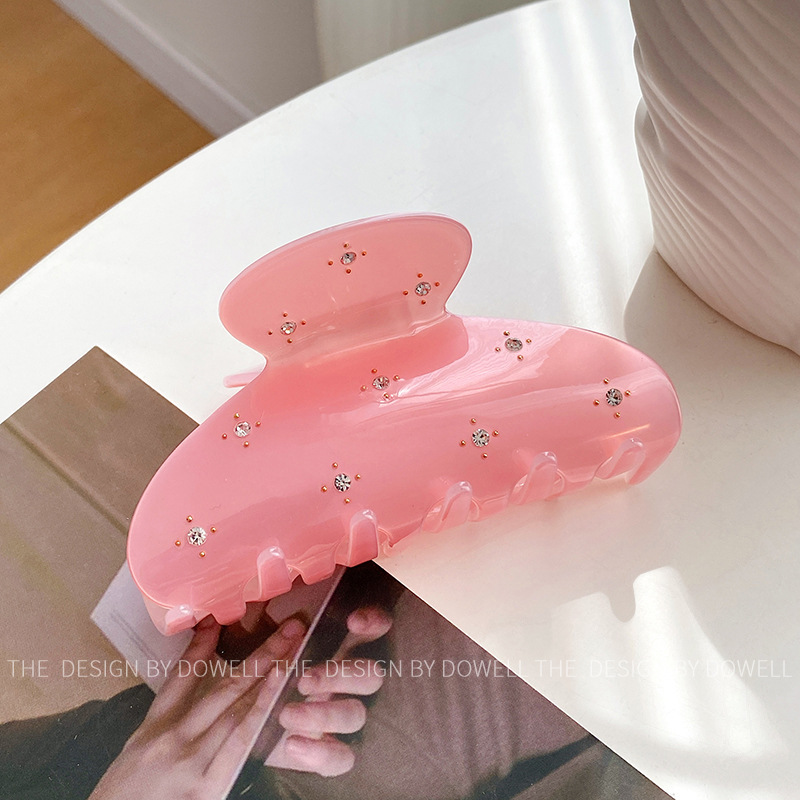 朵薇饰品醋酸板材精致大号抓夹高级感镶钻纯色盘发鲨鱼夹子女发饰