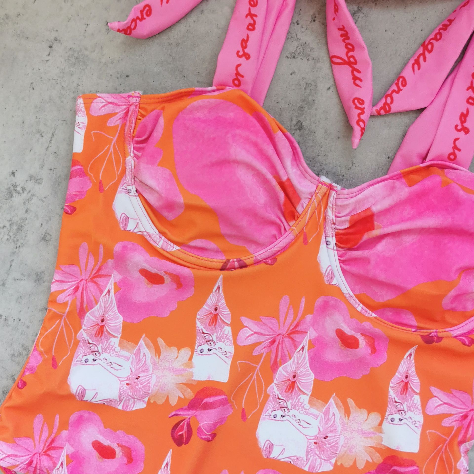 Bowknot Decor Printed Swimsuit Set(s)