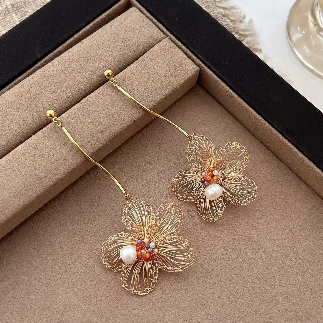 Hand-woven Flower Earrings