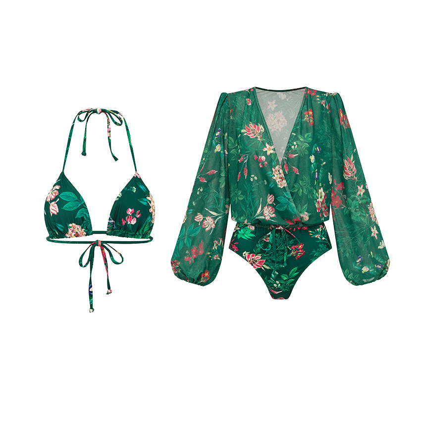Netted Lantern Blossom Print Swimsuit Set(s)