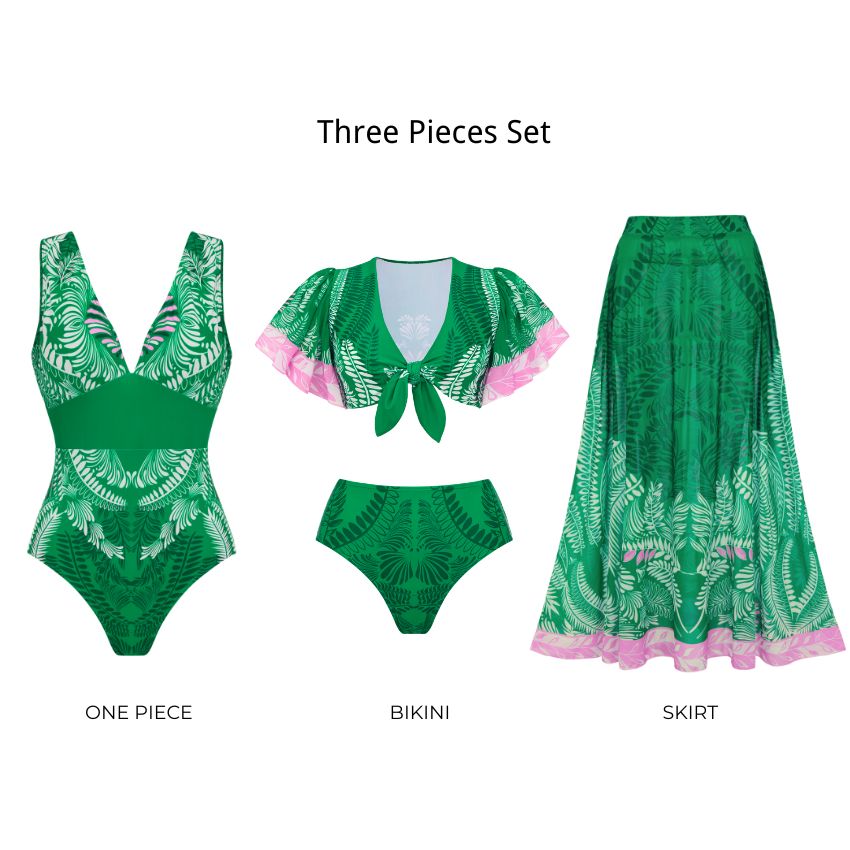 Ruffle Color Block Swimsuit Set(s)