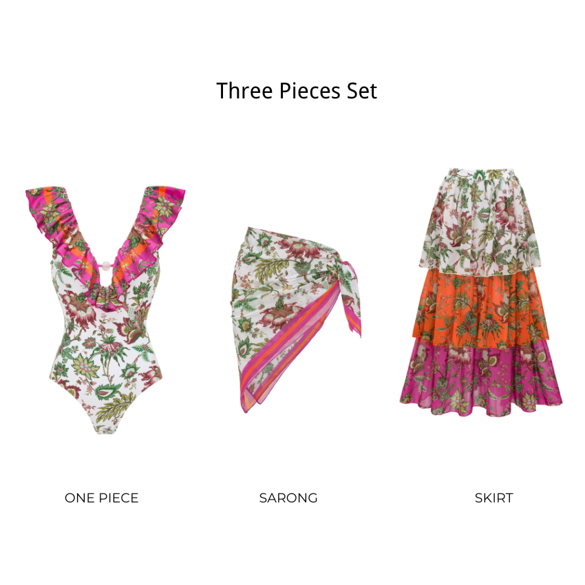 Ruffle Cutout Printed Swimsuit Set(s)