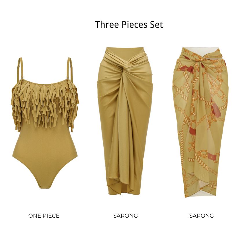 Bandeau Tassel Shiny Swimsuit Set(s)