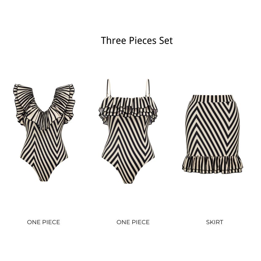 Ruffle Striped Print Swimsuit Set(s)