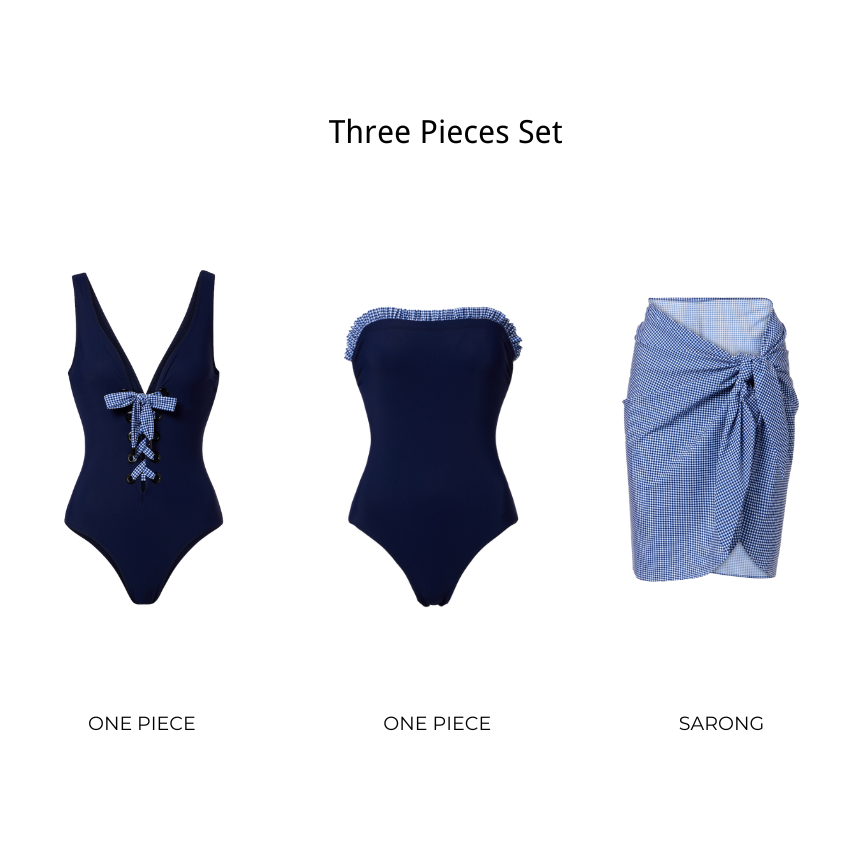 V Neck Color Block Swimsuit Set(s)