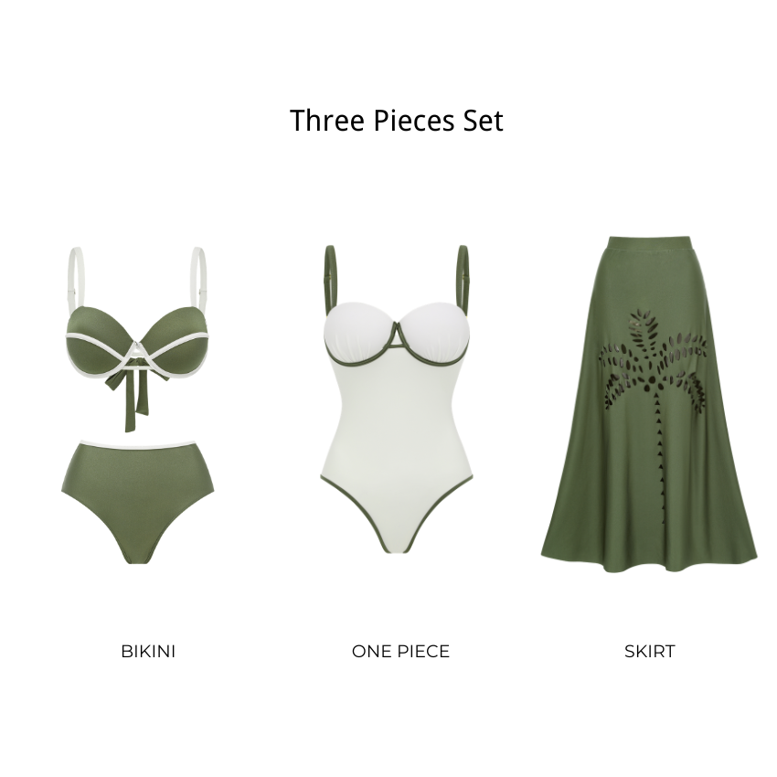Color Block Laser Cutting Flower Hollow Swimsuit Set(s)