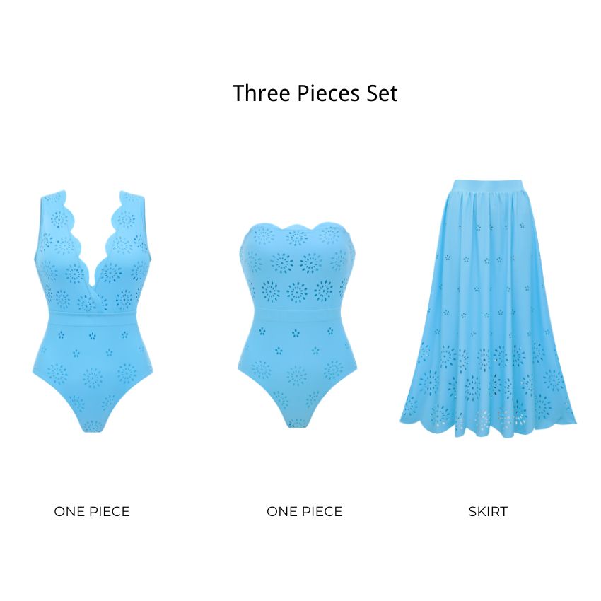 Bandeau Laser Cutting Flower Hollow Swimsuit Set(s)