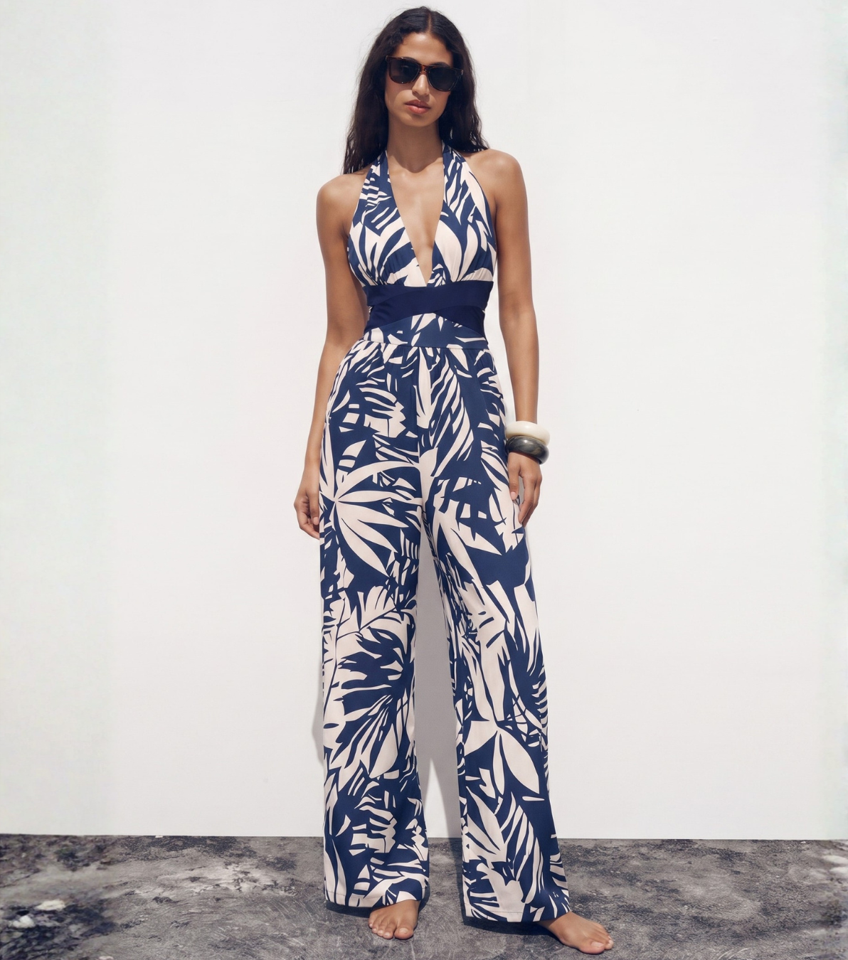V Neck Leaves Print One Piece Swimsuit and Pants/Skirt