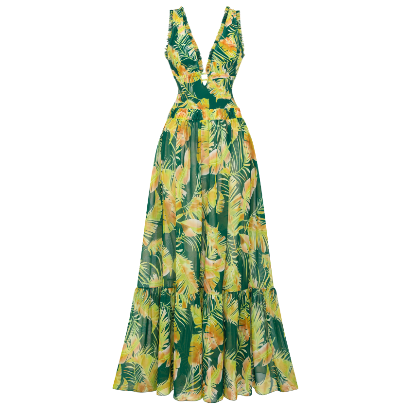 Natural feather print Emerald V-neck Swimsuit Set(s)