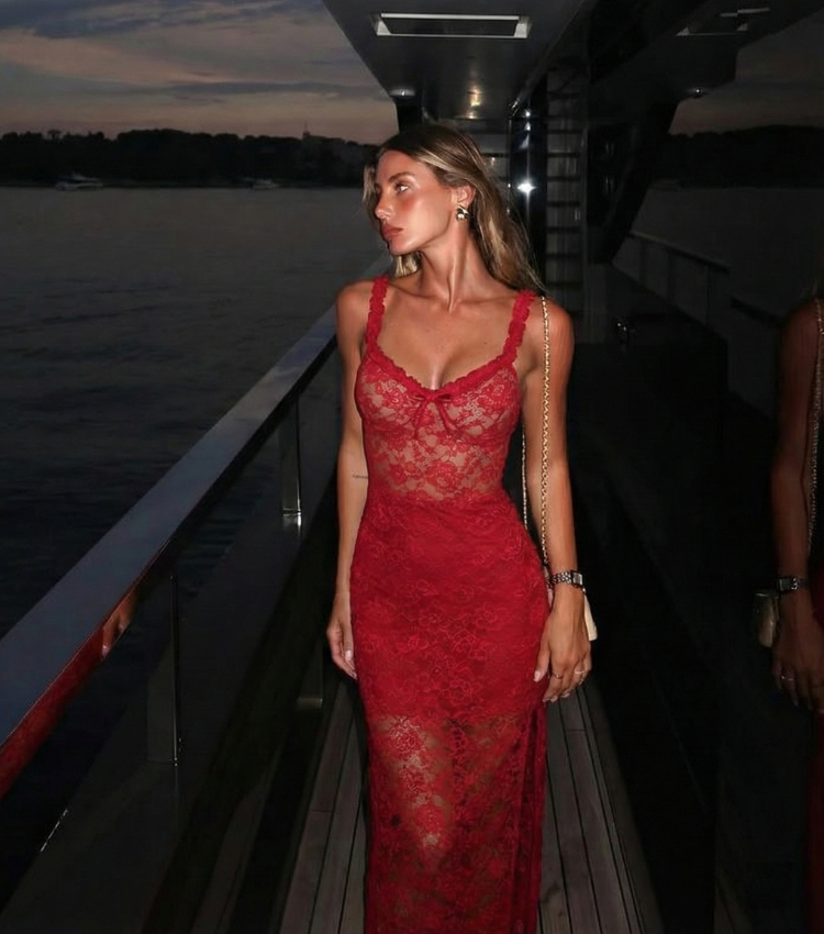 Red Lace Patchwork Swimsuit Set(s)