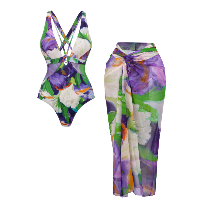 [Copy][Copy][Copy][Copy][Copy][Copy]Tropical banana flower Print Swimsuit Set(s)