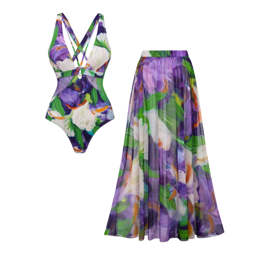 [Copy][Copy][Copy][Copy][Copy][Copy]Tropical banana flower Print Swimsuit Set(s)