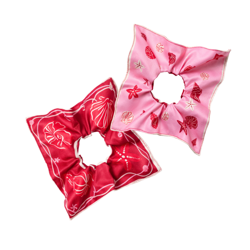 Pink Contrasting Color With Seashell Print Hair Accessories