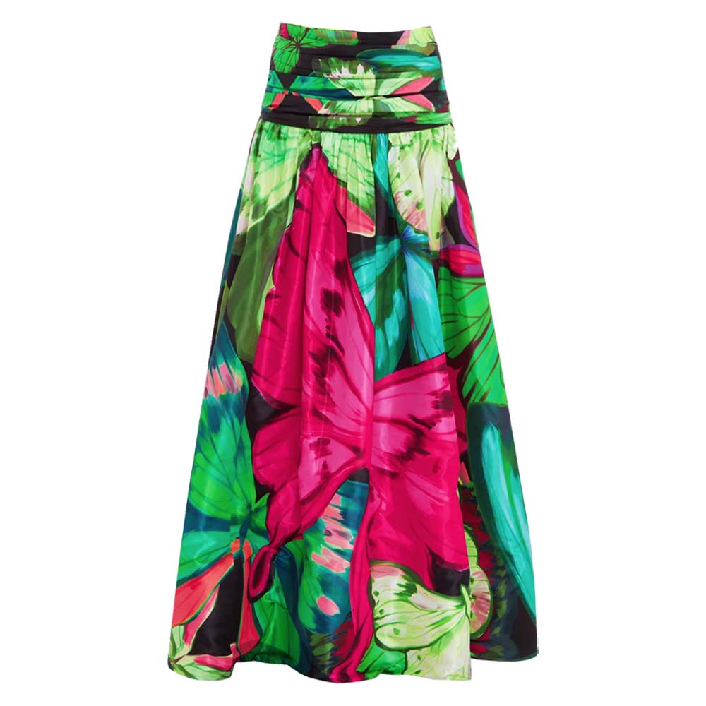 Butterfly Printed One Piece Swimsuit and Skirt