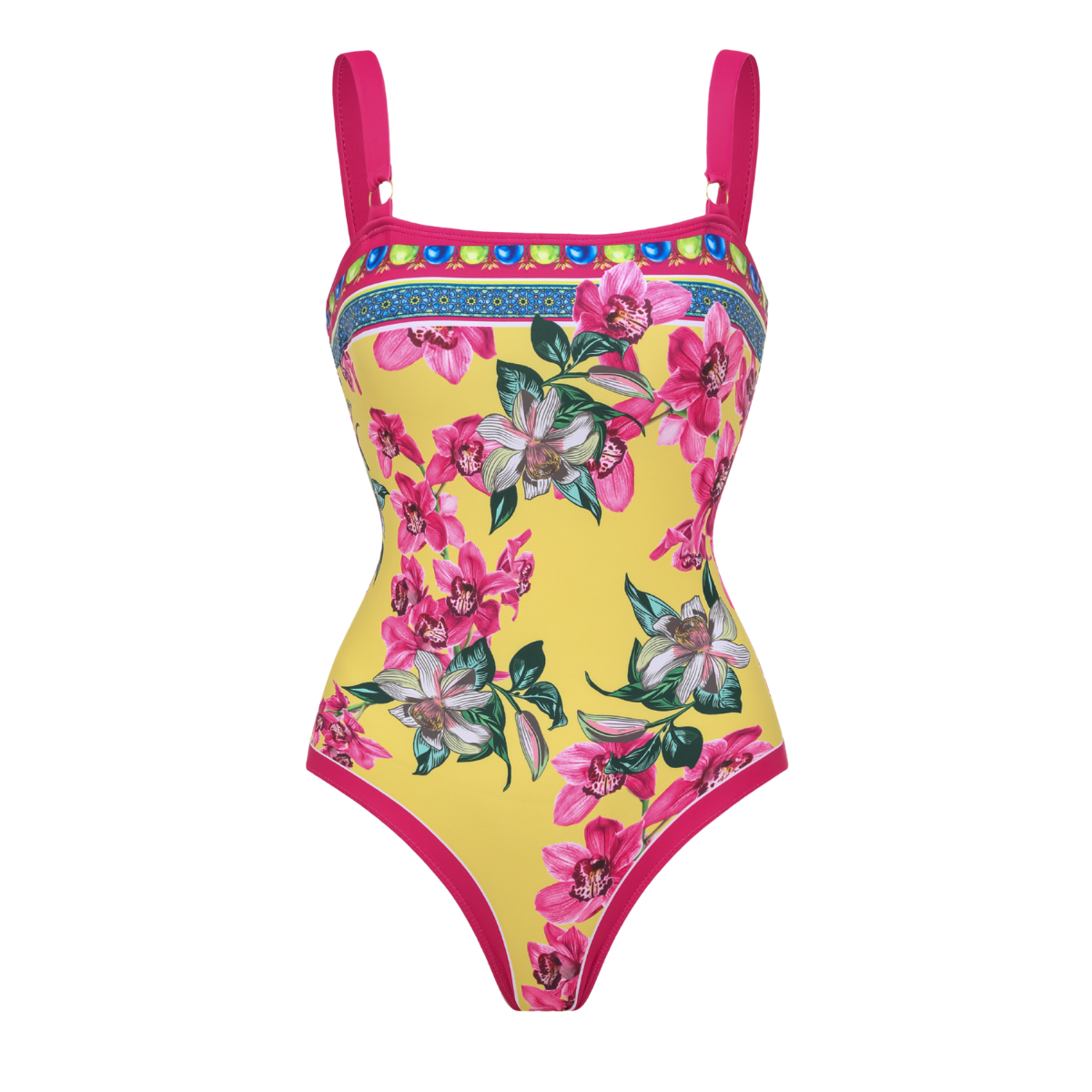 Orchid Print One Piece Swimsuit and Sarong