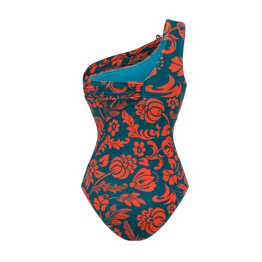 One Shoulder Printed Blue Swimsuit Set(s)