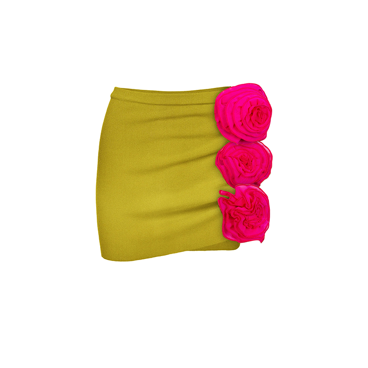 3D Flower Halter Cut Out One Piece Swimsuit and Skirt Flaxmaker