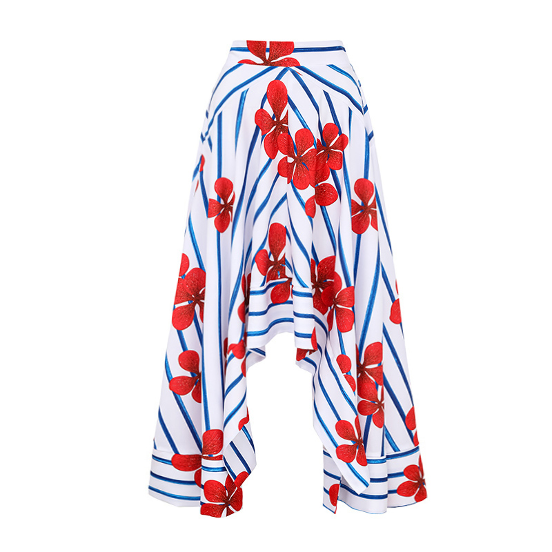 Off Shoulder Print One Piece Swimsuit and Skirt