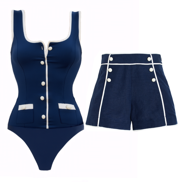 Scout Bandeau One Piece Swimsuit and Shorts