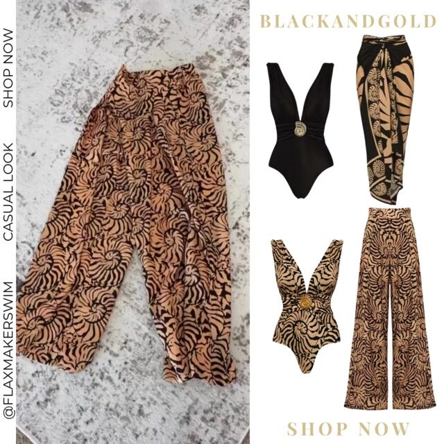 Black V-Neck Conch Decoration One Piece Swimsuit and Sarong