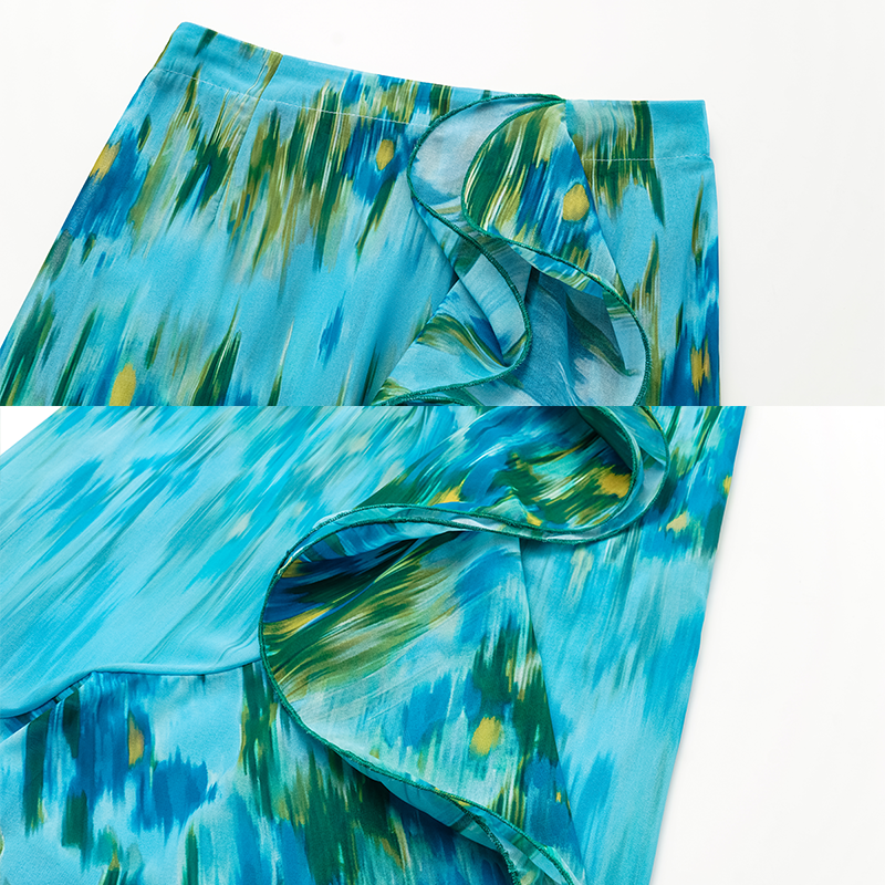 Removable Shoulder Strap Off Shoulder Ruffle Abstract Pattern Print One piece Swimsuit and Skirt