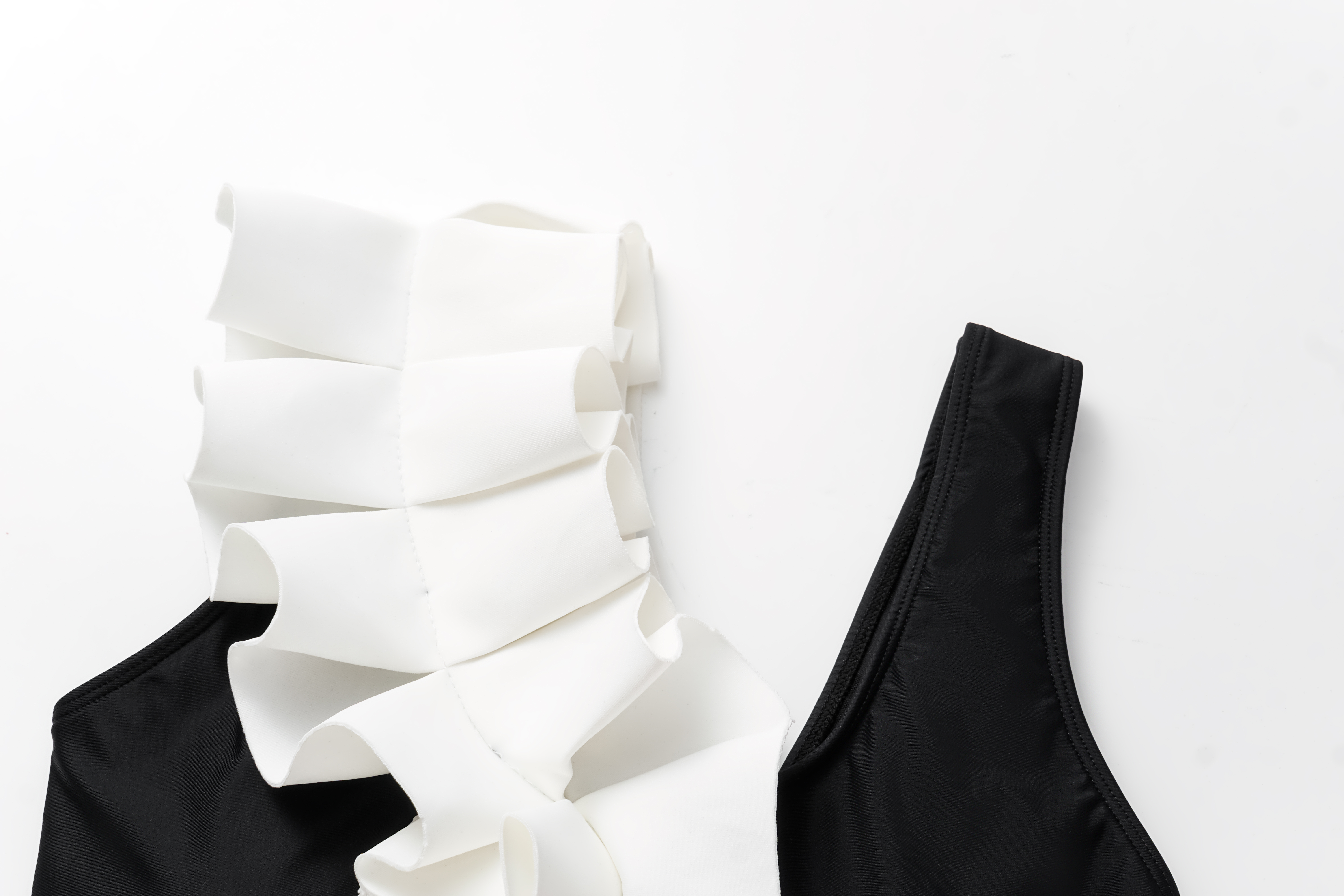 Ruffle Fold Polka Dot Printed One Piece Swimsuit and Sarong Flaxmaker