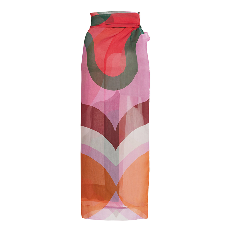 Color Block One Piece Swimsuit and Sarong Flaxmaker