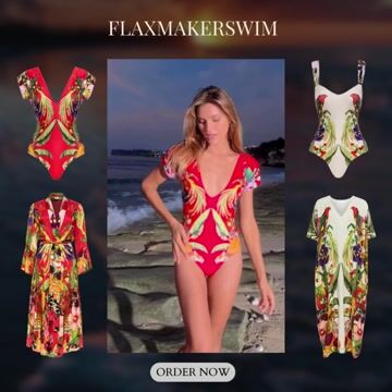 Red Leopard Printed One Piece Swimsuit and Cover up