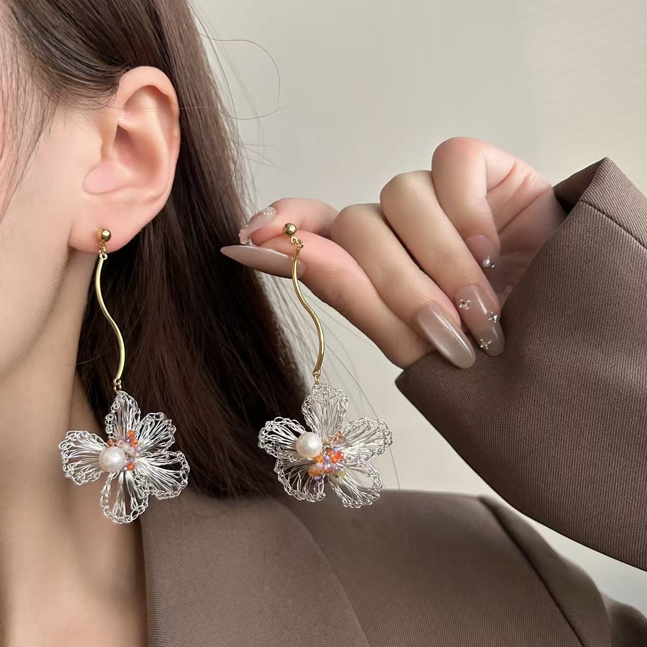 Hand-woven Flower Earrings