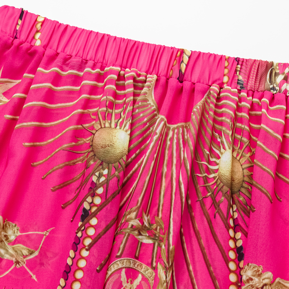 Hollow Metallic Pattern Printing One Piece Swimsuit and Skirt