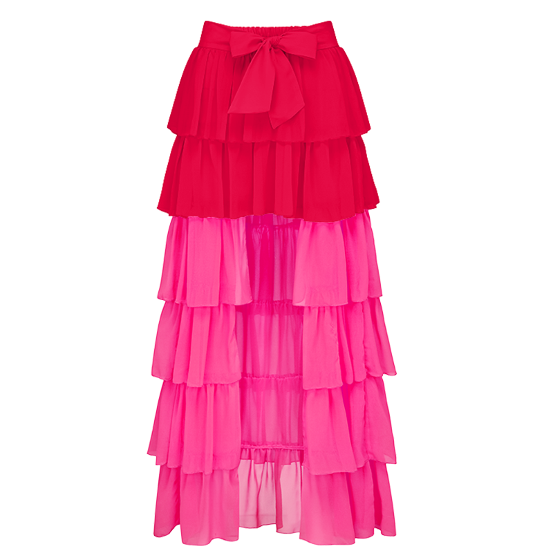 Bow Front Cut Out Color Block One Piece Swimsuit and Skirt Flaxmaker