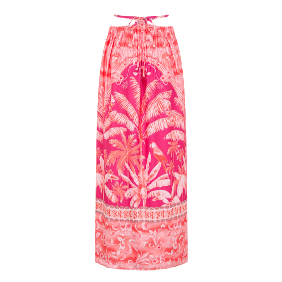 Long-sleeved Tropical Jungle Print Bikini Swimsuit and Sarong Flaxmaker